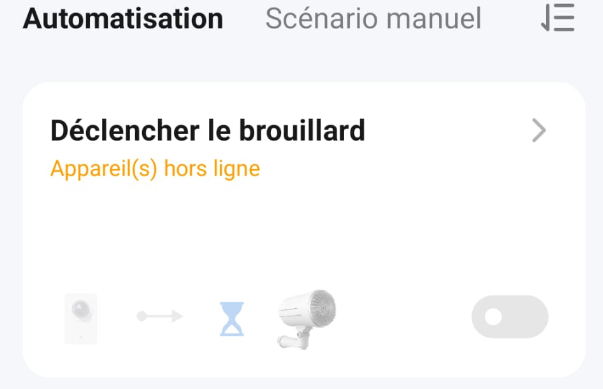 Scénario automatique brouillard anti-intrusion SmartLife