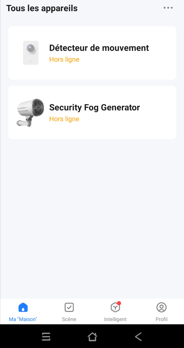 Générateur de brouillard connecté dans l'application SmartLife